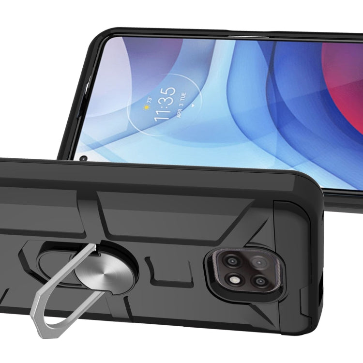 For Motorola Moto G Power 2021 War-god Armor TPU + PC Shockproof Magnetic Protective Case with Ring Holder
