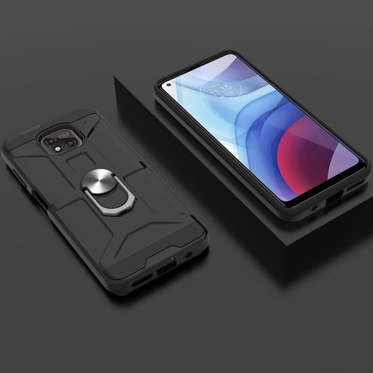 For Motorola Moto G Power 2021 War-god Armor TPU + PC Shockproof Magnetic Protective Case with Ring Holder