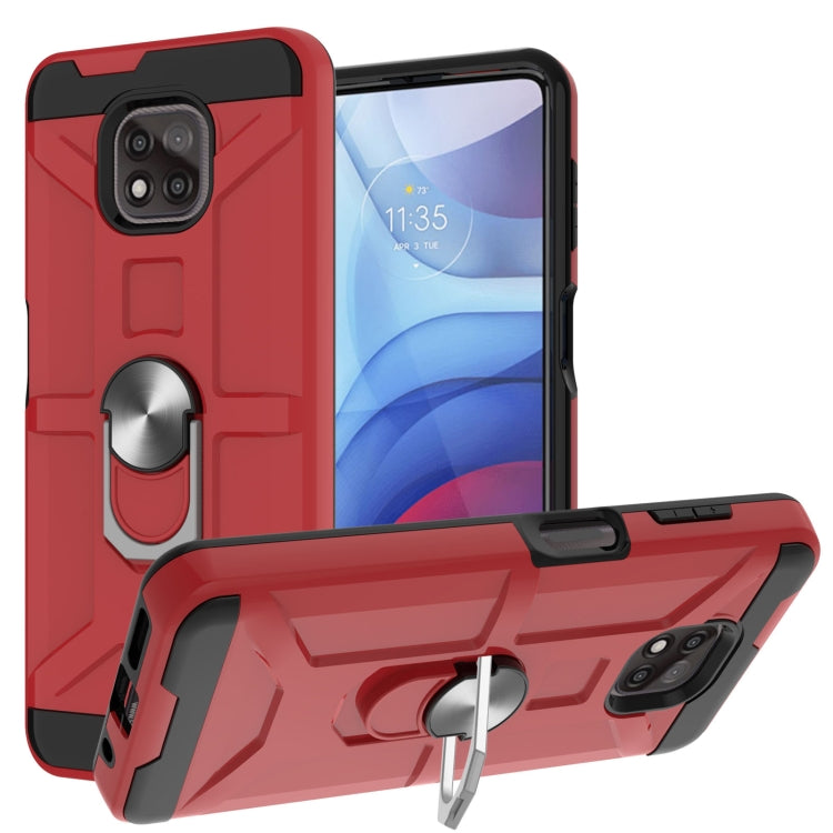 For Motorola Moto G Power 2021 War-god Armor TPU + PC Shockproof Magnetic Protective Case with Ring Holder