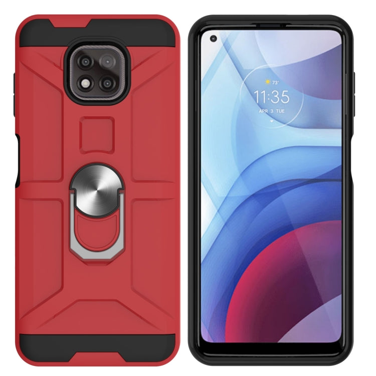 For Motorola Moto G Power 2021 War-god Armor TPU + PC Shockproof Magnetic Protective Case with Ring Holder