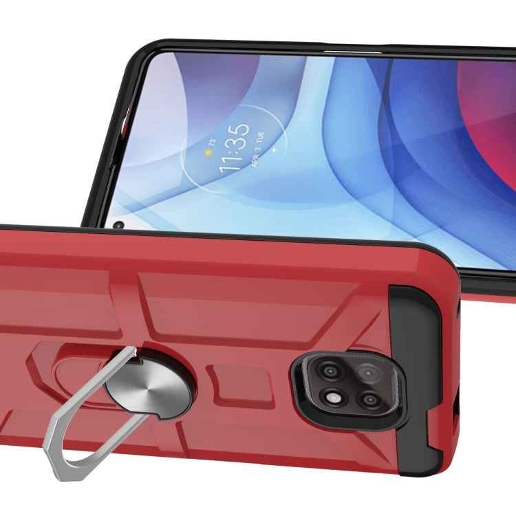 For Motorola Moto G Power 2021 War-god Armor TPU + PC Shockproof Magnetic Protective Case with Ring Holder