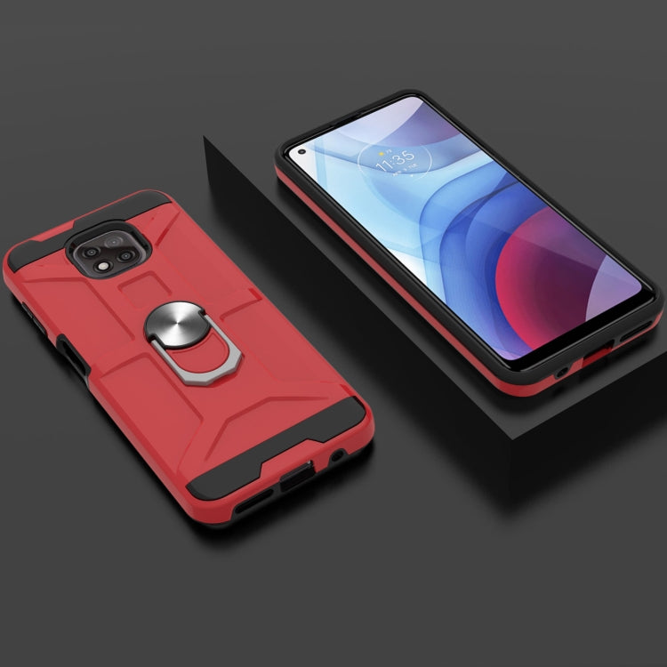 For Motorola Moto G Power 2021 War-god Armor TPU + PC Shockproof Magnetic Protective Case with Ring Holder