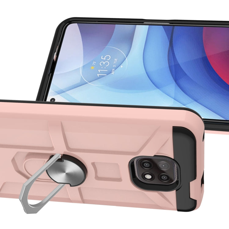 For Motorola Moto G Power 2021 War-god Armor TPU + PC Shockproof Magnetic Protective Case with Ring Holder