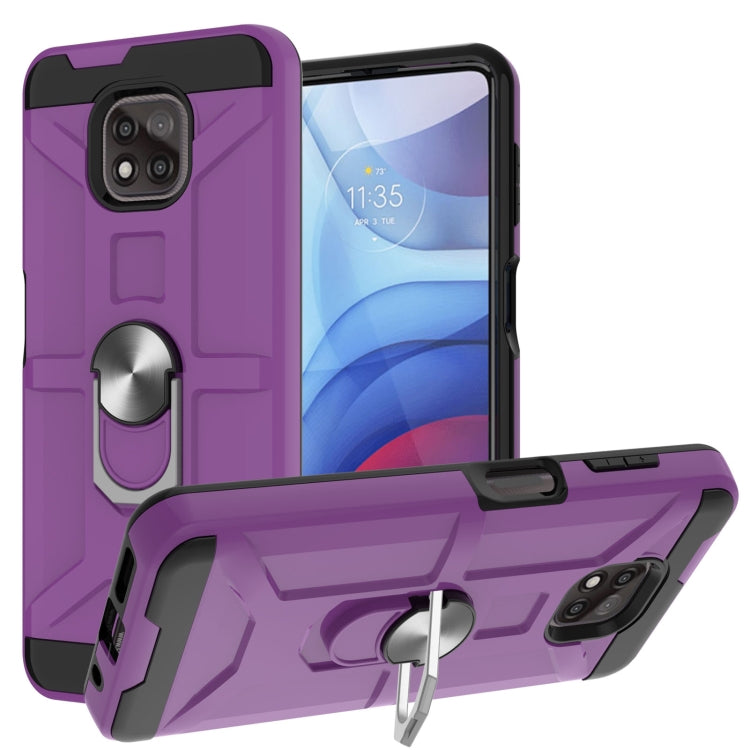For Motorola Moto G Power 2021 War-god Armor TPU + PC Shockproof Magnetic Protective Case with Ring Holder