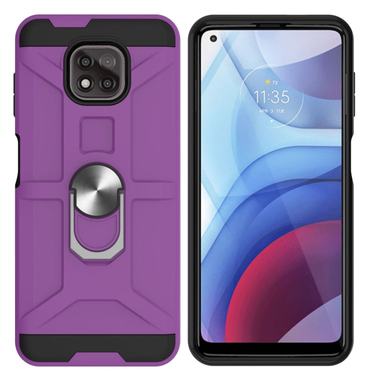 For Motorola Moto G Power 2021 War-god Armor TPU + PC Shockproof Magnetic Protective Case with Ring Holder