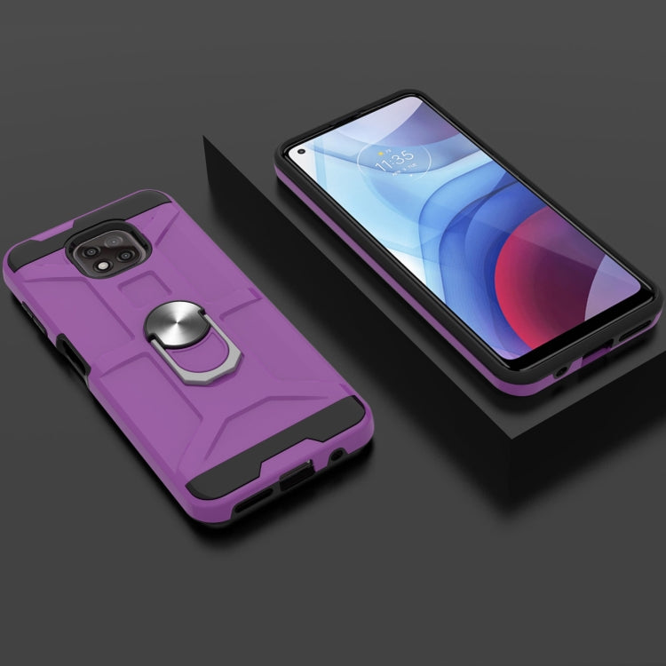 For Motorola Moto G Power 2021 War-god Armor TPU + PC Shockproof Magnetic Protective Case with Ring Holder