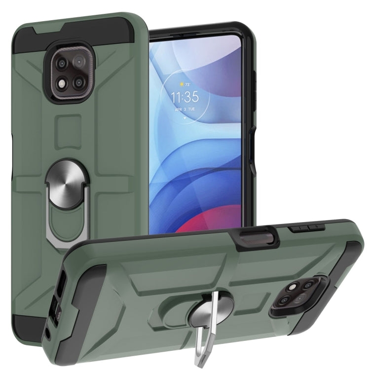 For Motorola Moto G Power 2021 War-god Armor TPU + PC Shockproof Magnetic Protective Case with Ring Holder