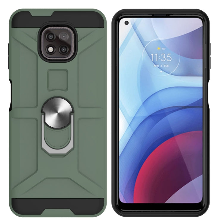 For Motorola Moto G Power 2021 War-god Armor TPU + PC Shockproof Magnetic Protective Case with Ring Holder