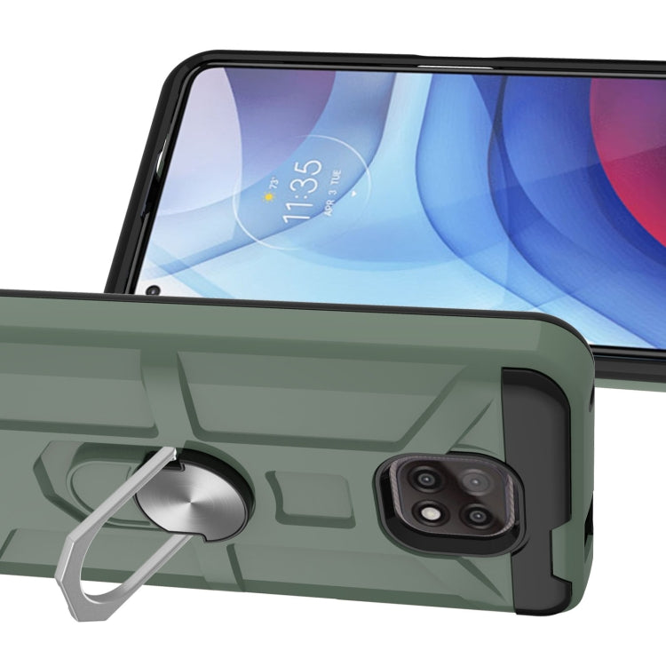 For Motorola Moto G Power 2021 War-god Armor TPU + PC Shockproof Magnetic Protective Case with Ring Holder