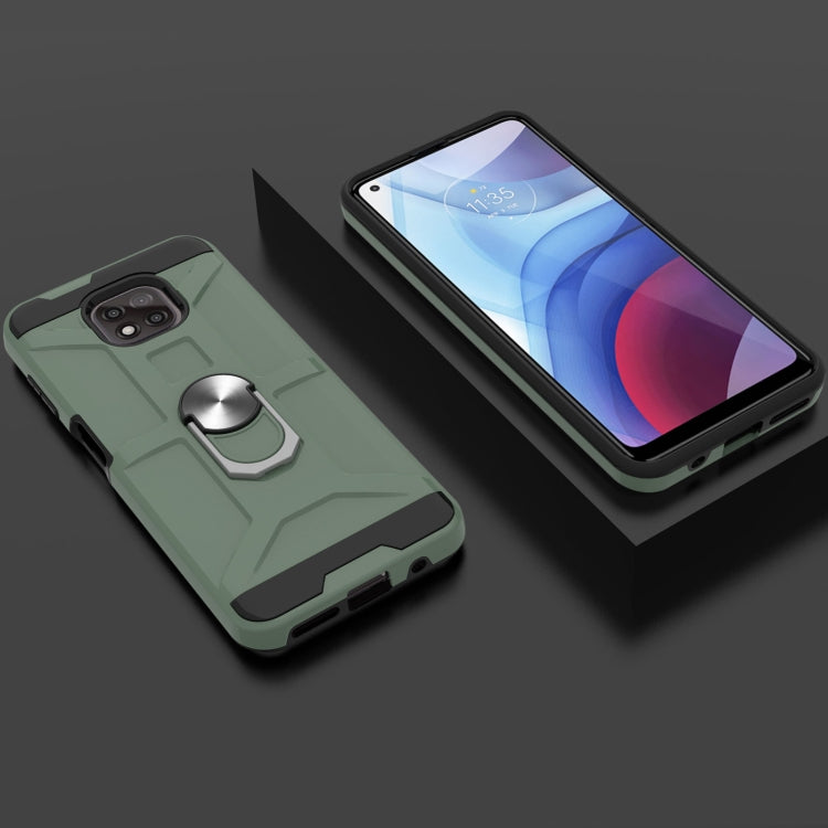 For Motorola Moto G Power 2021 War-god Armor TPU + PC Shockproof Magnetic Protective Case with Ring Holder