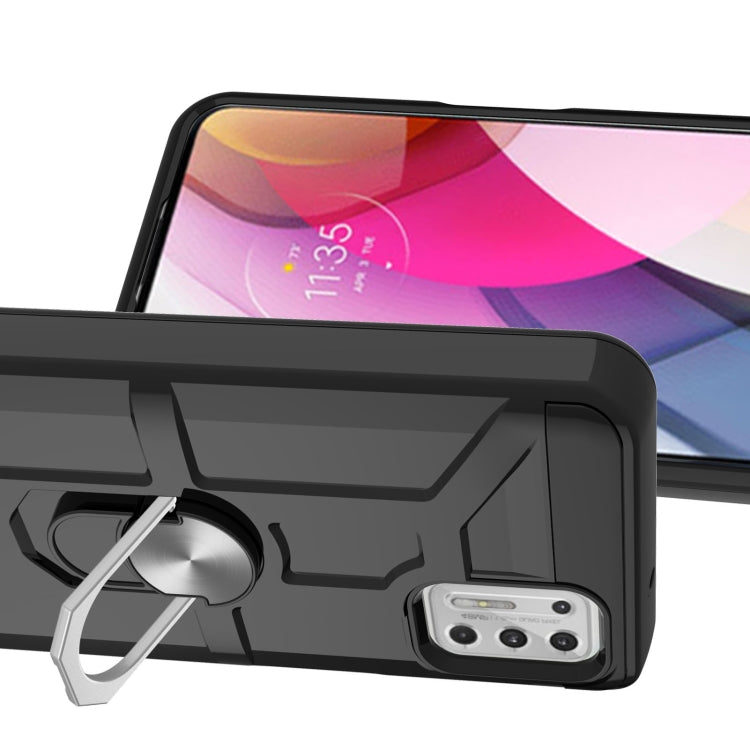For Motorola Moto G Stylus 2021 War-god Armor TPU + PC Shockproof Magnetic Protective Case with Ring Holder