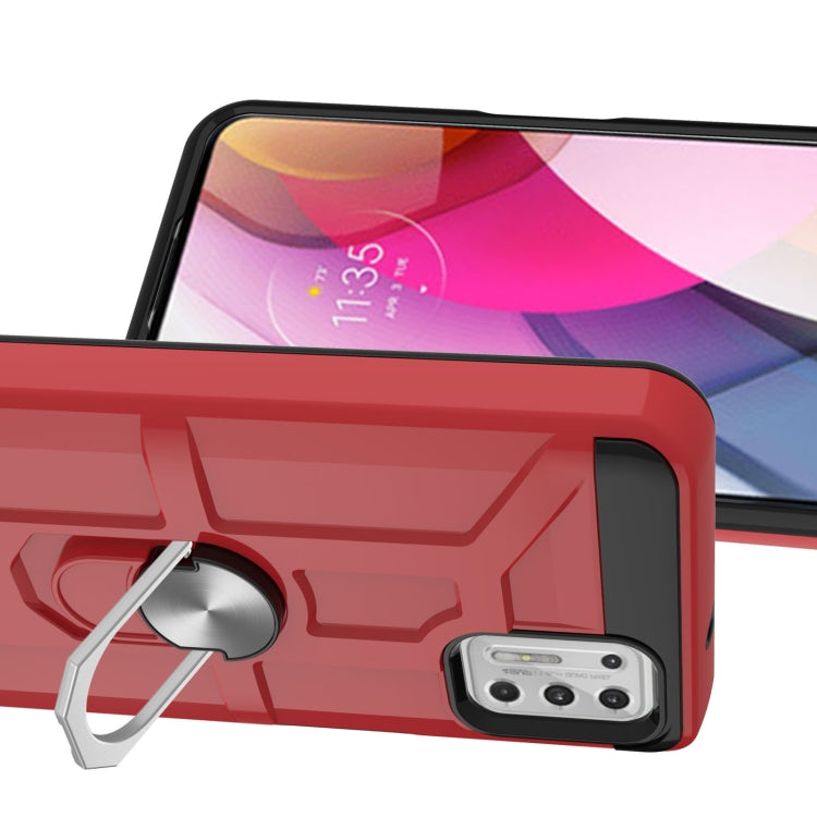 For Motorola Moto G Stylus 2021 War-god Armor TPU + PC Shockproof Magnetic Protective Case with Ring Holder