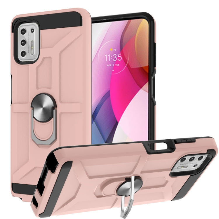 For Motorola Moto G Stylus 2021 War-god Armor TPU + PC Shockproof Magnetic Protective Case with Ring Holder
