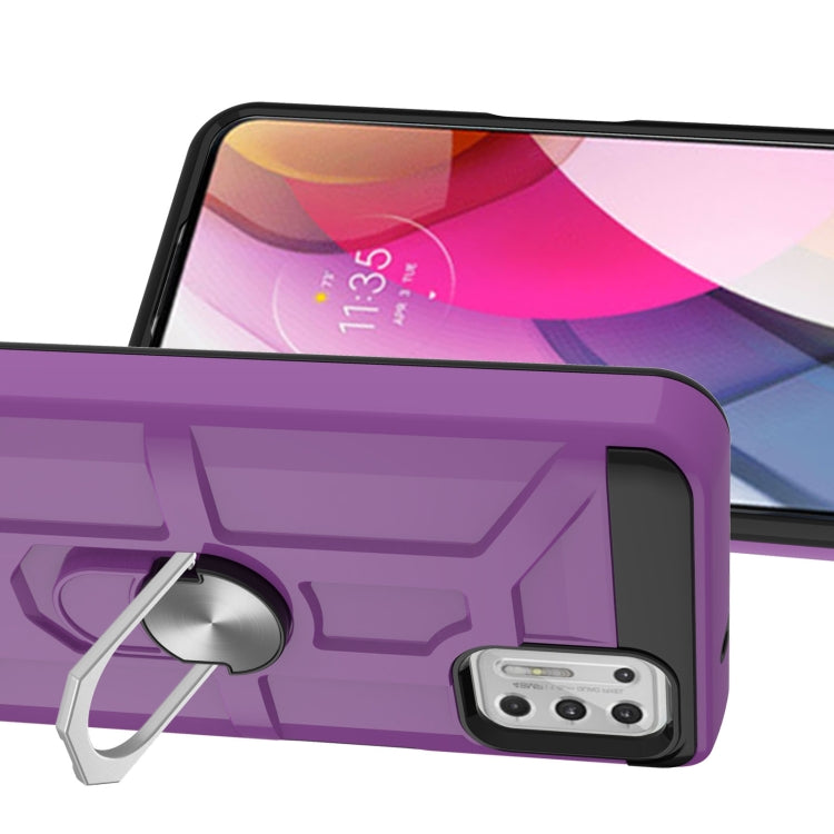 For Motorola Moto G Stylus 2021 War-god Armor TPU + PC Shockproof Magnetic Protective Case with Ring Holder