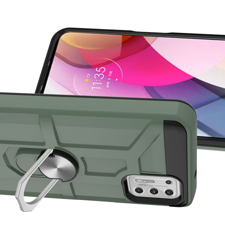 For Motorola Moto G Stylus 2021 War-god Armor TPU + PC Shockproof Magnetic Protective Case with Ring Holder