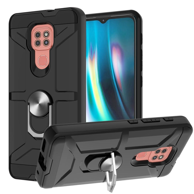 For Motorola Moto G9/G9 Play/E7 Plus War-god Armor TPU + PC Shockproof Magnetic Protective Case with Ring Holder