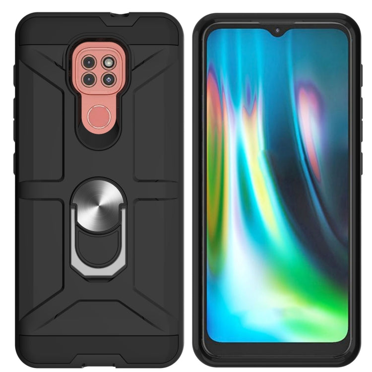 For Motorola Moto G9/G9 Play/E7 Plus War-god Armor TPU + PC Shockproof Magnetic Protective Case with Ring Holder