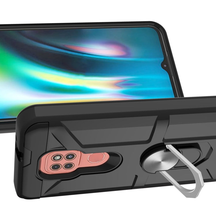 For Motorola Moto G9/G9 Play/E7 Plus War-god Armor TPU + PC Shockproof Magnetic Protective Case with Ring Holder