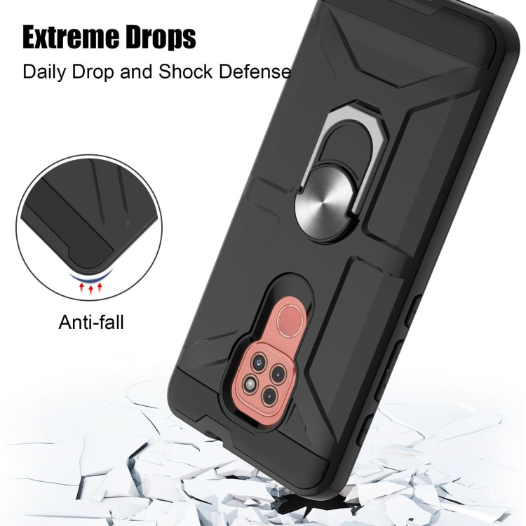 For Motorola Moto G9/G9 Play/E7 Plus War-god Armor TPU + PC Shockproof Magnetic Protective Case with Ring Holder