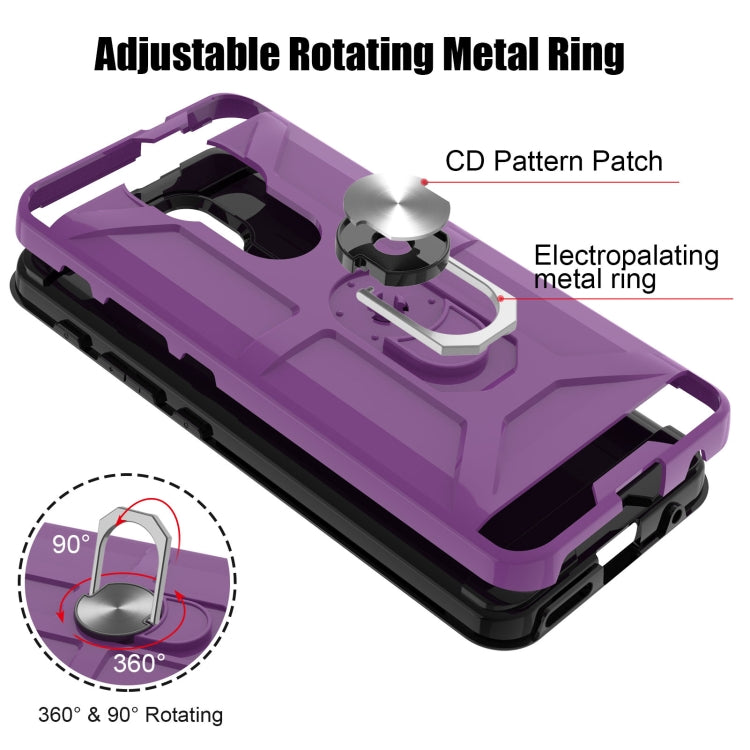 For Motorola Moto G9/G9 Play/E7 Plus War-god Armor TPU + PC Shockproof Magnetic Protective Case with Ring Holder