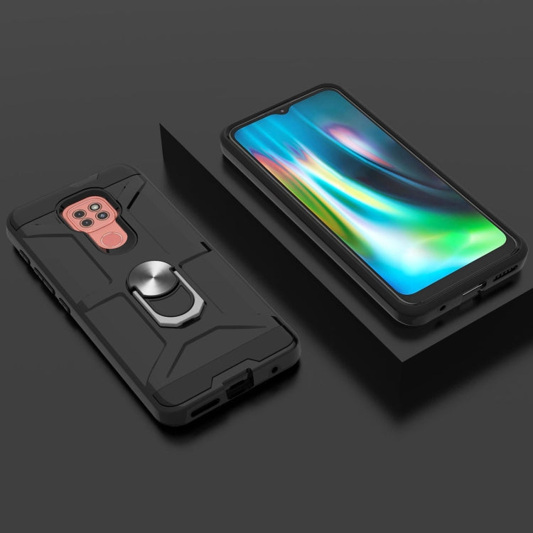 For Motorola Moto G9/G9 Play/E7 Plus War-god Armor TPU + PC Shockproof Magnetic Protective Case with Ring Holder