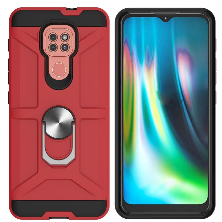 For Motorola Moto G9/G9 Play/E7 Plus War-god Armor TPU + PC Shockproof Magnetic Protective Case with Ring Holder