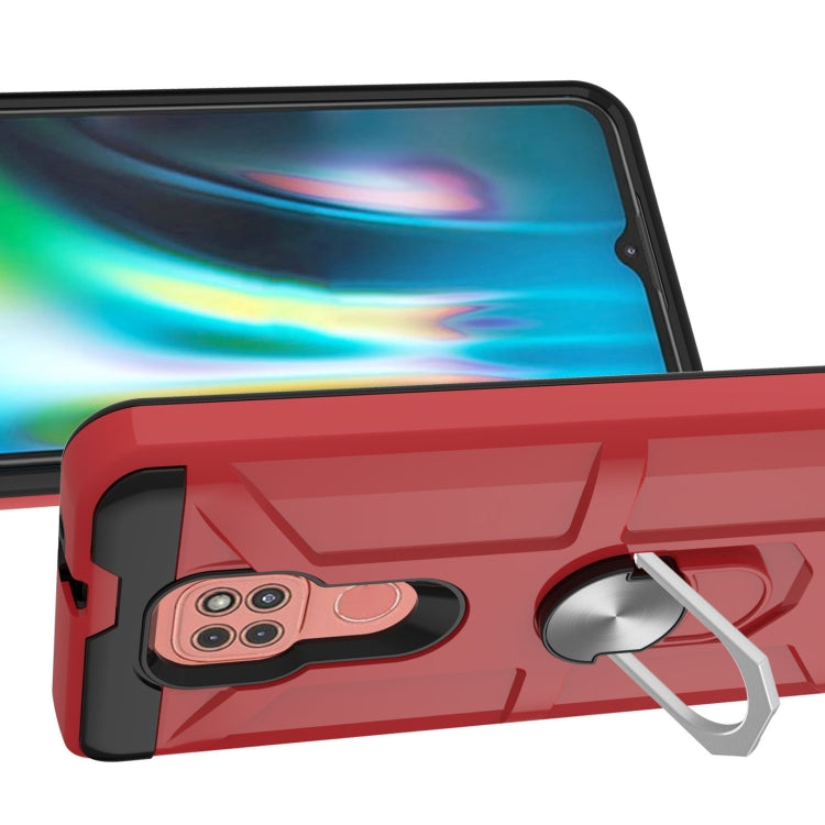 For Motorola Moto G9/G9 Play/E7 Plus War-god Armor TPU + PC Shockproof Magnetic Protective Case with Ring Holder