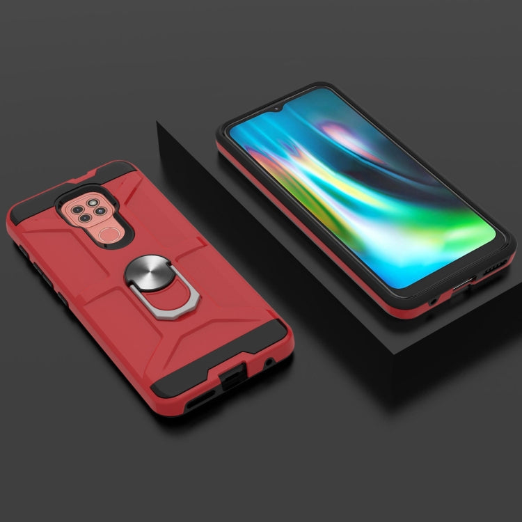 For Motorola Moto G9/G9 Play/E7 Plus War-god Armor TPU + PC Shockproof Magnetic Protective Case with Ring Holder