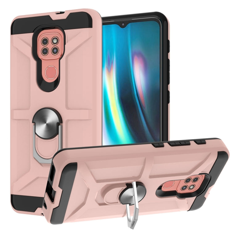 For Motorola Moto G9/G9 Play/E7 Plus War-god Armor TPU + PC Shockproof Magnetic Protective Case with Ring Holder