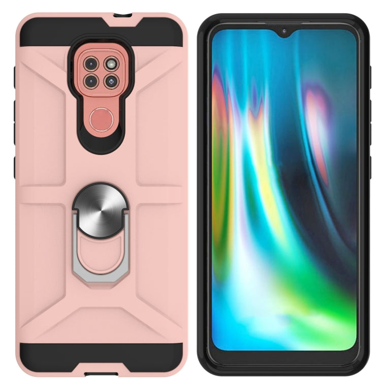 For Motorola Moto G9/G9 Play/E7 Plus War-god Armor TPU + PC Shockproof Magnetic Protective Case with Ring Holder