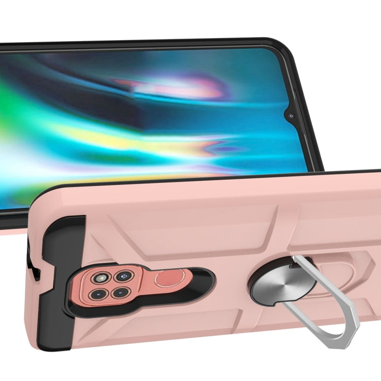 For Motorola Moto G9/G9 Play/E7 Plus War-god Armor TPU + PC Shockproof Magnetic Protective Case with Ring Holder