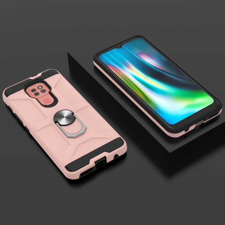 For Motorola Moto G9/G9 Play/E7 Plus War-god Armor TPU + PC Shockproof Magnetic Protective Case with Ring Holder