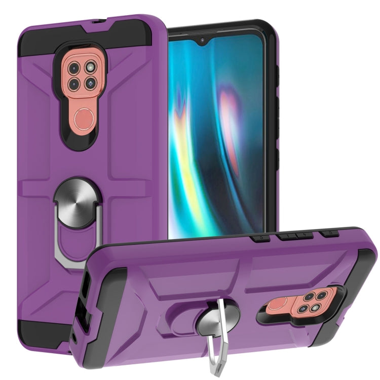 For Motorola Moto G9/G9 Play/E7 Plus War-god Armor TPU + PC Shockproof Magnetic Protective Case with Ring Holder