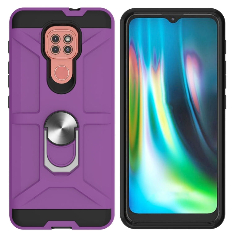 For Motorola Moto G9/G9 Play/E7 Plus War-god Armor TPU + PC Shockproof Magnetic Protective Case with Ring Holder