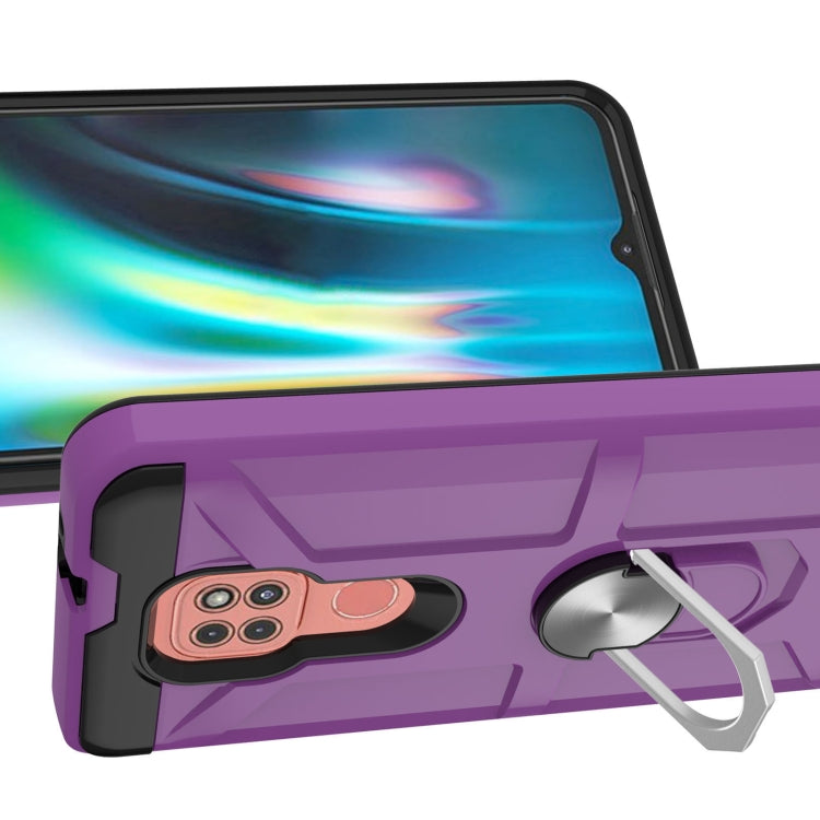 For Motorola Moto G9/G9 Play/E7 Plus War-god Armor TPU + PC Shockproof Magnetic Protective Case with Ring Holder