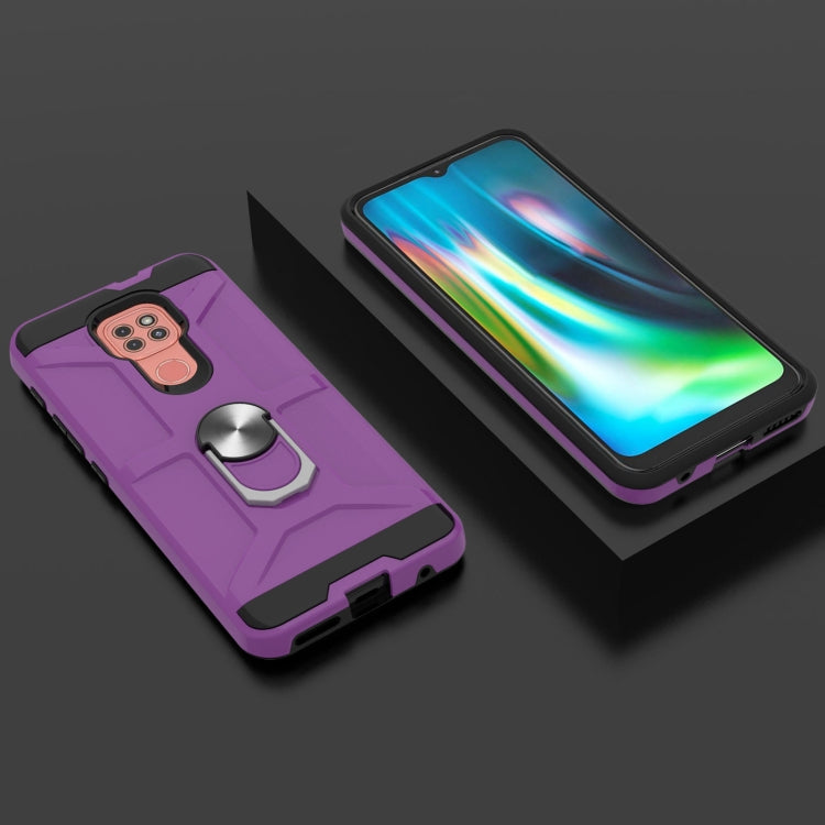 For Motorola Moto G9/G9 Play/E7 Plus War-god Armor TPU + PC Shockproof Magnetic Protective Case with Ring Holder