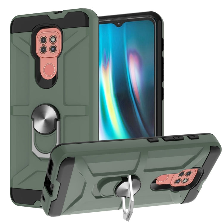 For Motorola Moto G9/G9 Play/E7 Plus War-god Armor TPU + PC Shockproof Magnetic Protective Case with Ring Holder