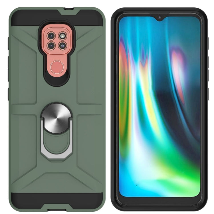 For Motorola Moto G9/G9 Play/E7 Plus War-god Armor TPU + PC Shockproof Magnetic Protective Case with Ring Holder