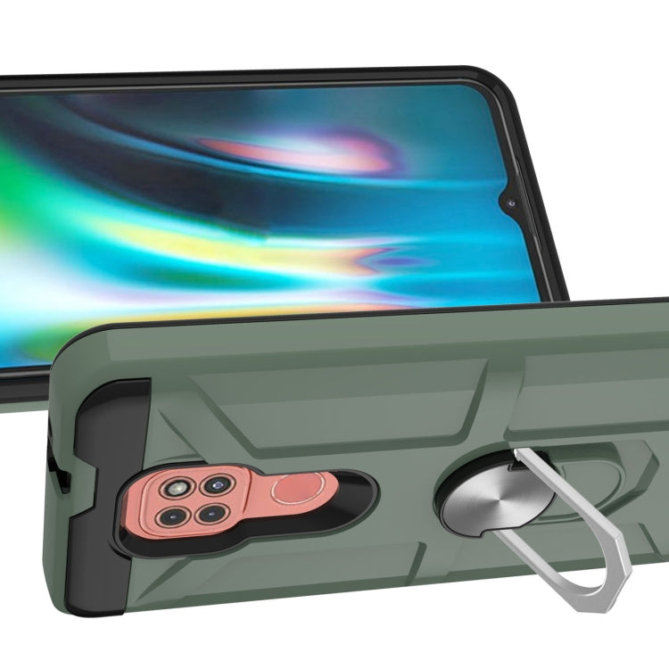For Motorola Moto G9/G9 Play/E7 Plus War-god Armor TPU + PC Shockproof Magnetic Protective Case with Ring Holder