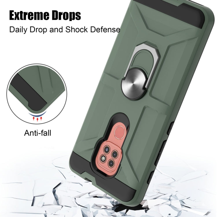 For Motorola Moto G9/G9 Play/E7 Plus War-god Armor TPU + PC Shockproof Magnetic Protective Case with Ring Holder