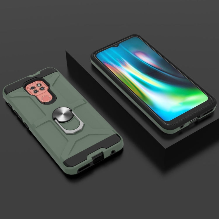 For Motorola Moto G9/G9 Play/E7 Plus War-god Armor TPU + PC Shockproof Magnetic Protective Case with Ring Holder