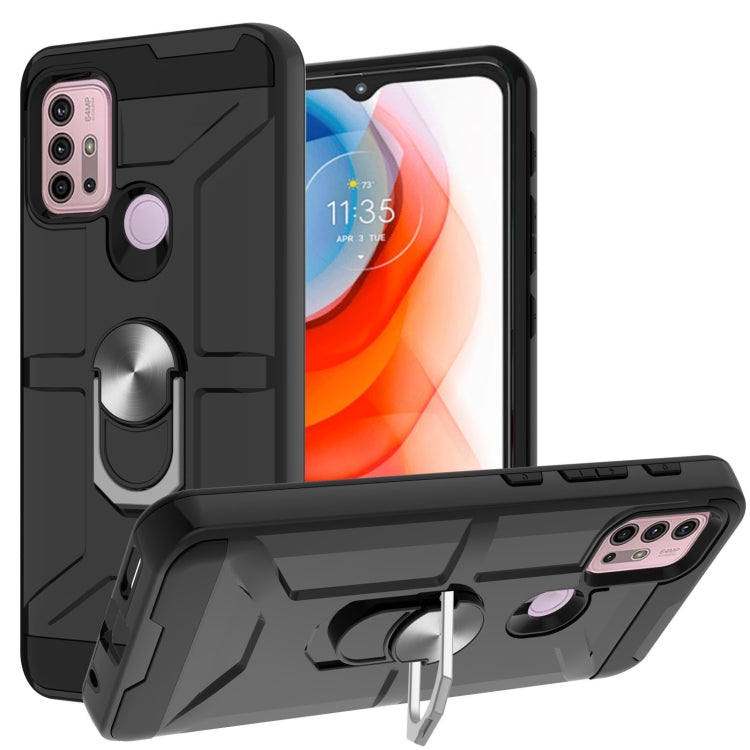 For Motorola Moto G10 / G30 War-god Armor TPU + PC Shockproof Magnetic Protective Case with Ring Holder