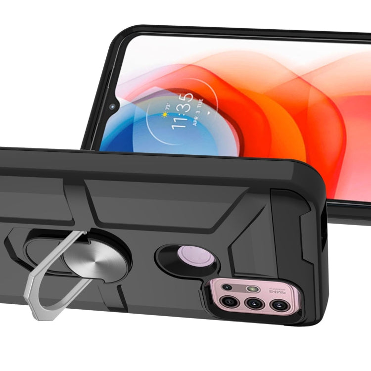 For Motorola Moto G10 / G30 War-god Armor TPU + PC Shockproof Magnetic Protective Case with Ring Holder