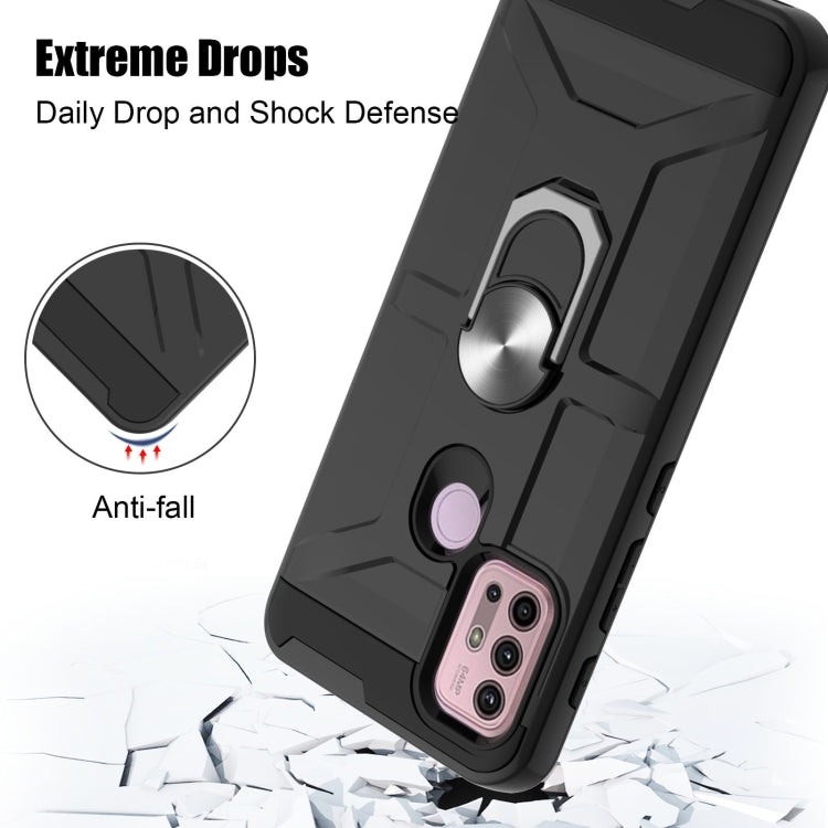 For Motorola Moto G10 / G30 War-god Armor TPU + PC Shockproof Magnetic Protective Case with Ring Holder
