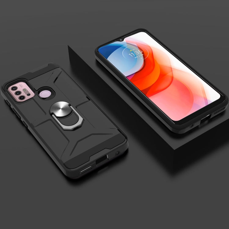 For Motorola Moto G10 / G30 War-god Armor TPU + PC Shockproof Magnetic Protective Case with Ring Holder