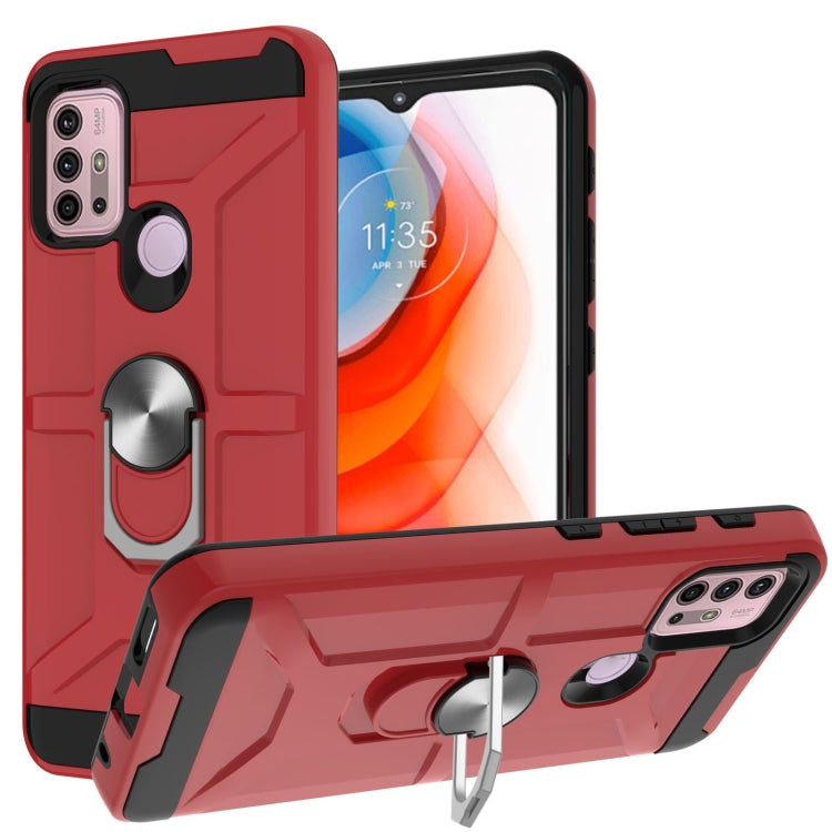 For Motorola Moto G10 / G30 War-god Armor TPU + PC Shockproof Magnetic Protective Case with Ring Holder
