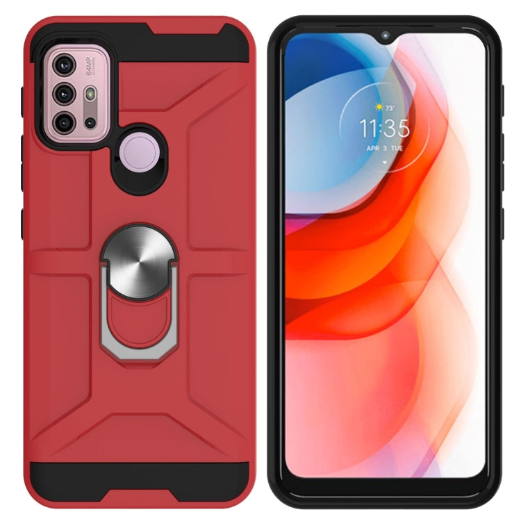 For Motorola Moto G10 / G30 War-god Armor TPU + PC Shockproof Magnetic Protective Case with Ring Holder