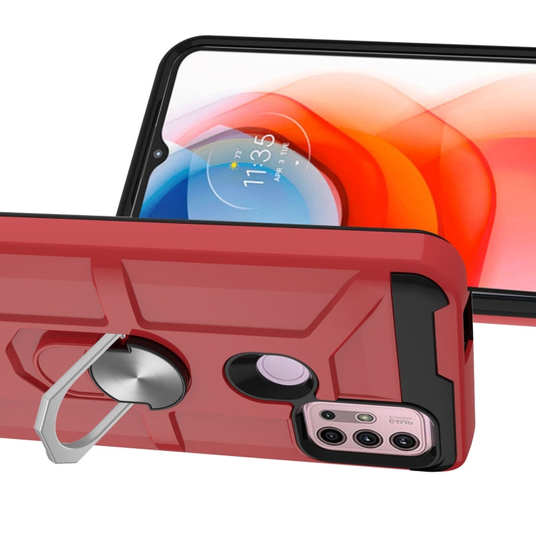 For Motorola Moto G10 / G30 War-god Armor TPU + PC Shockproof Magnetic Protective Case with Ring Holder