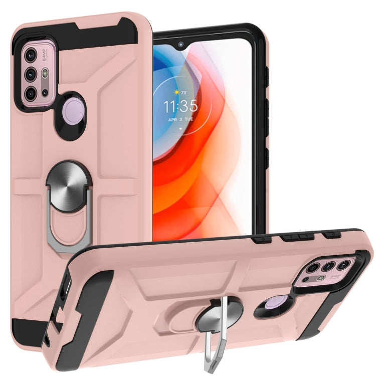 For Motorola Moto G10 / G30 War-god Armor TPU + PC Shockproof Magnetic Protective Case with Ring Holder