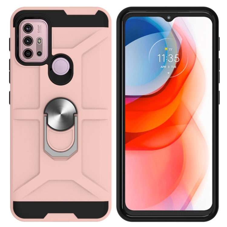 For Motorola Moto G10 / G30 War-god Armor TPU + PC Shockproof Magnetic Protective Case with Ring Holder